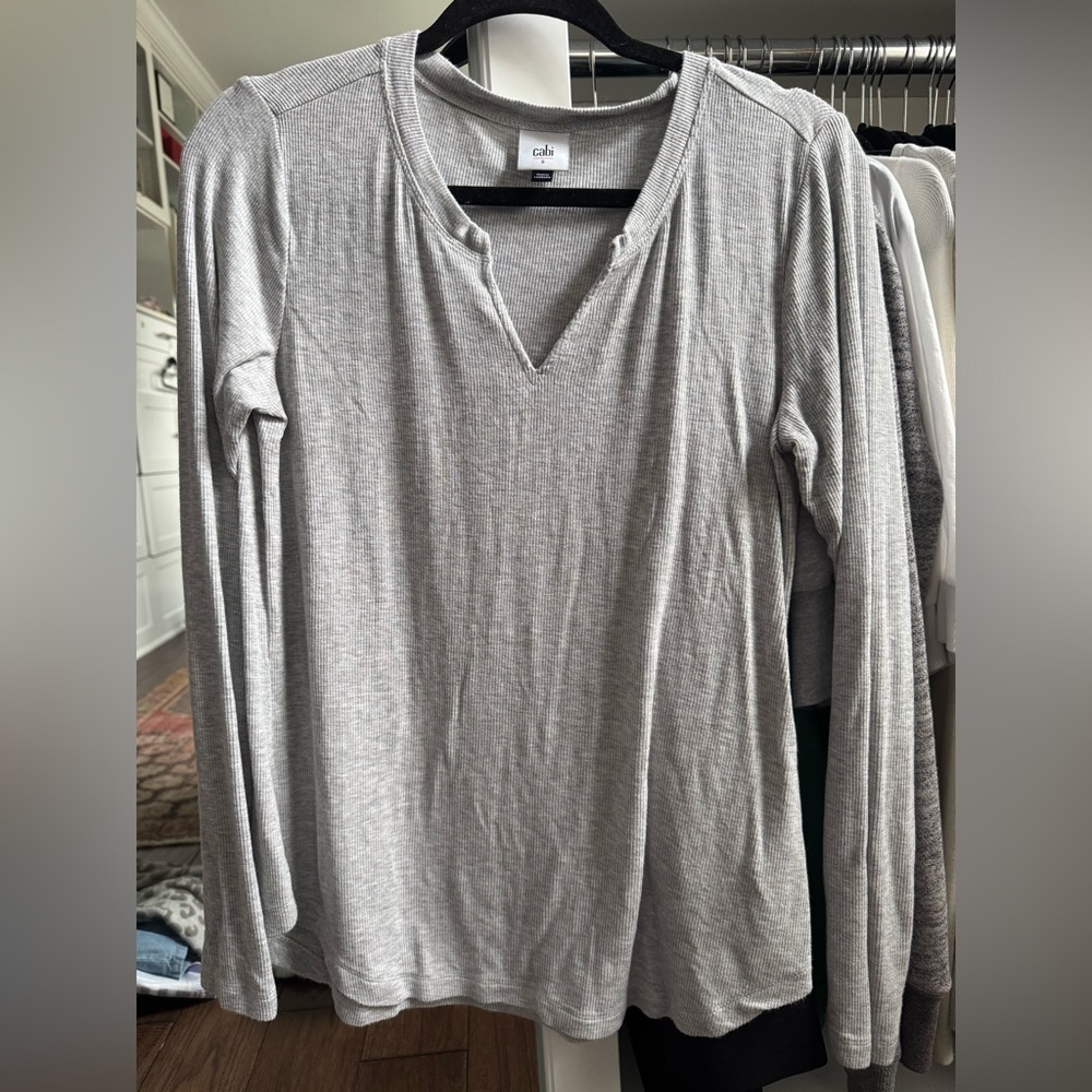 Women's Gray V-Neck Top